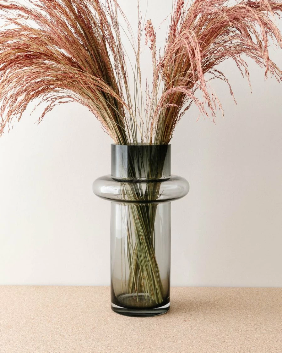 "Elegant Smokey Glass Vase - Handcrafted Decorative Centerpiece for Modern Home Decor"
