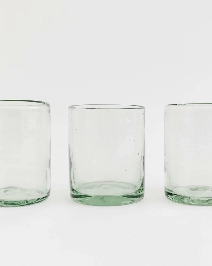 Hand Blown Short Glasses Set of 4 - Premium Artisan Drinking Glasses by Verve Culture