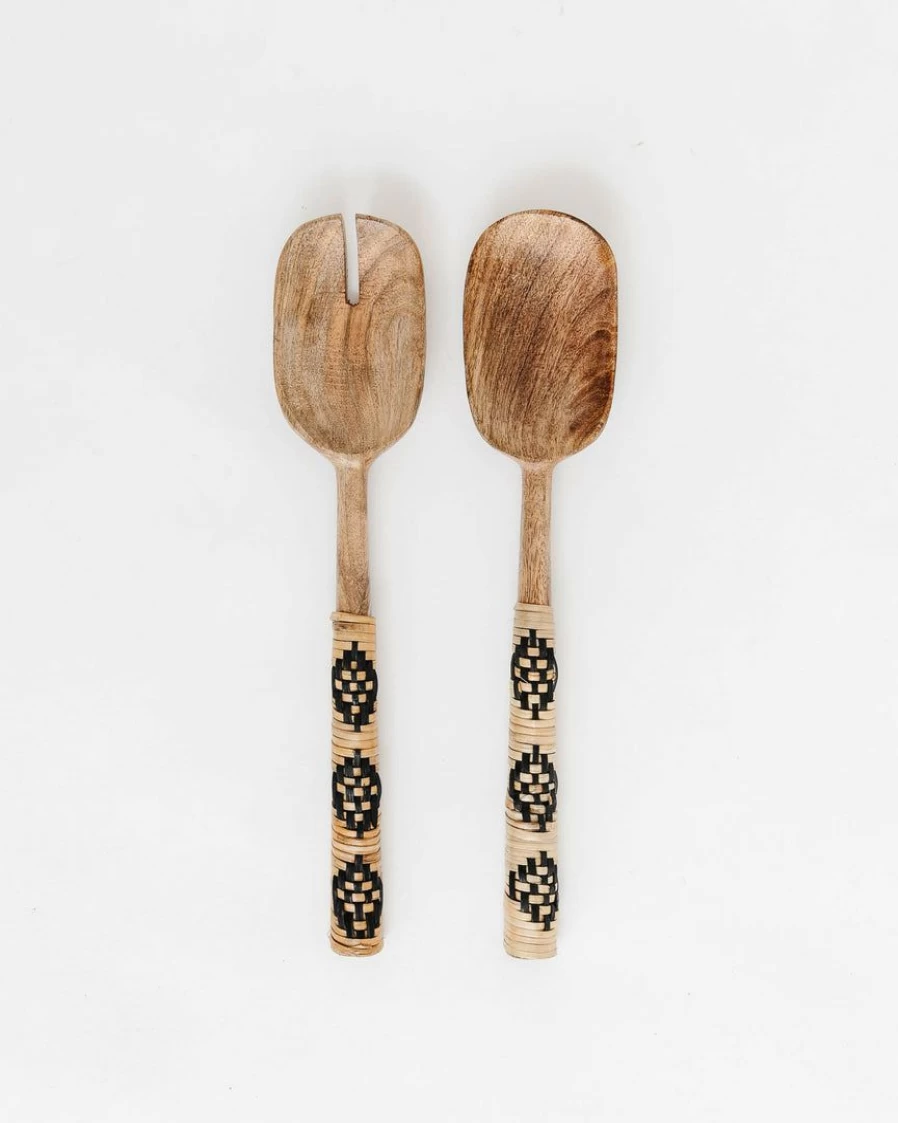 "Creative Co Op Roya Elegant Salad Serving Set – Premium Utensils for Dining"