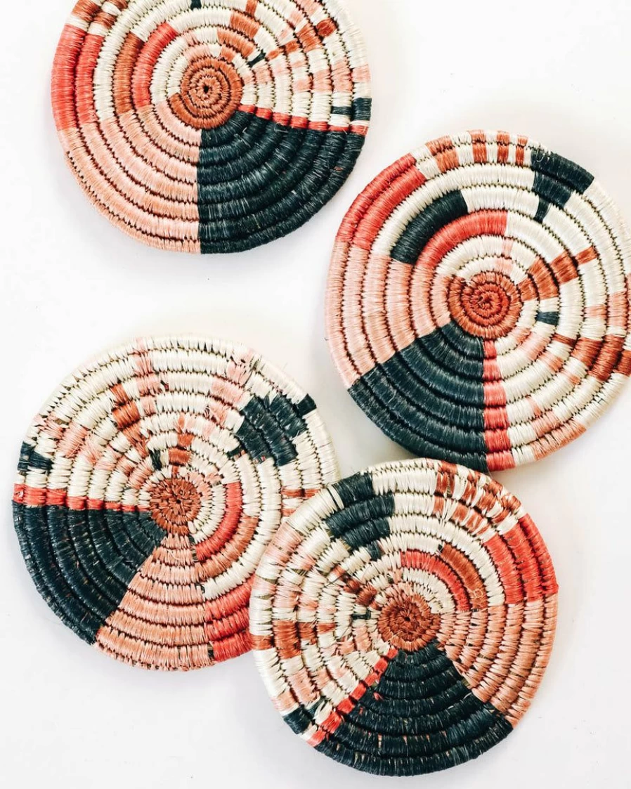 Lone Fox Coral Bomba Coasters Set - Stylish & Durable Drink Coasters for Home Decor