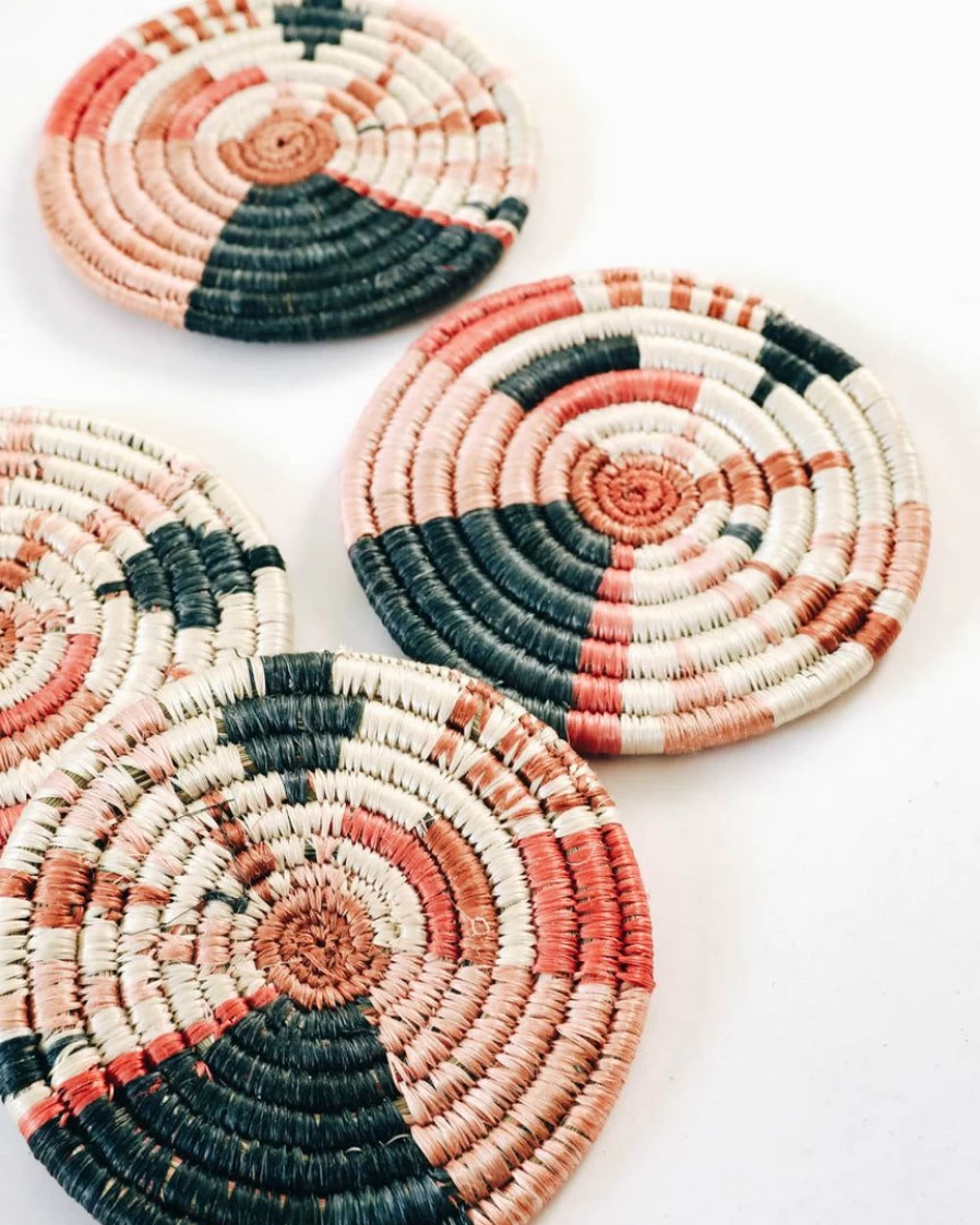 Lone Fox Coral Bomba Coasters Set - Stylish & Durable Drink Coasters for Home Decor