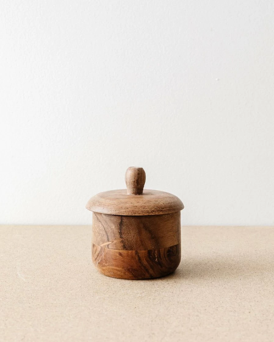 "Zuly Acacia Wood Salt Cellar with Creative Design – Premium Kitchen Storage"