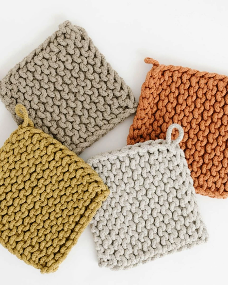 Handmade Rustic Crochet Pot Holder - Creative Co Op Kitchen Accessory