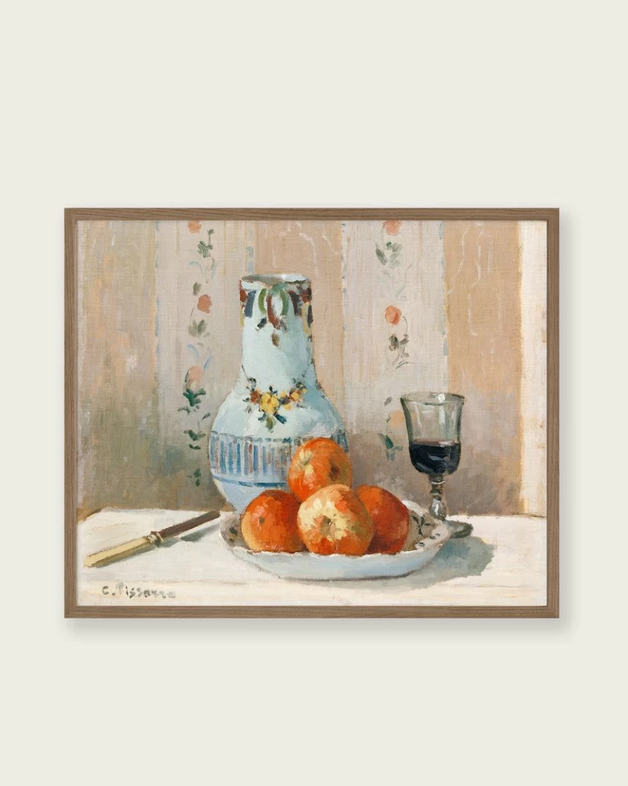 "Lone Fox 'Pitcher & Apples' Vintage Art Print - Classic Still Life Wall Decor"