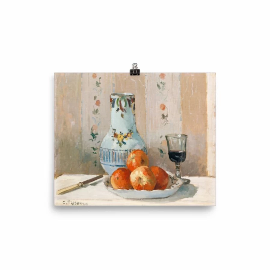 "Lone Fox 'Pitcher & Apples' Vintage Art Print - Classic Still Life Wall Decor"