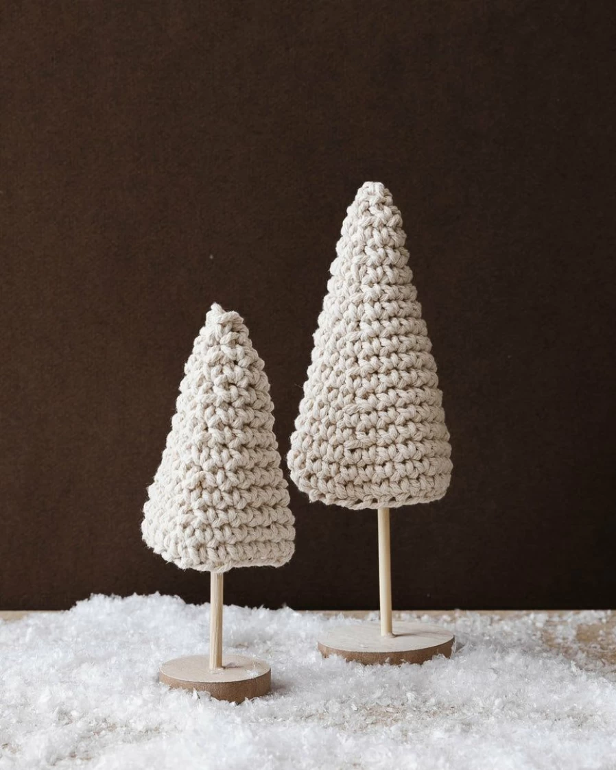 Handmade Cotton Crochet Tree Set of 2 - Decorative Boho Home Decor