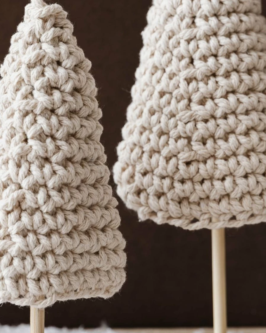 Handmade Cotton Crochet Tree Set of 2 - Decorative Boho Home Decor