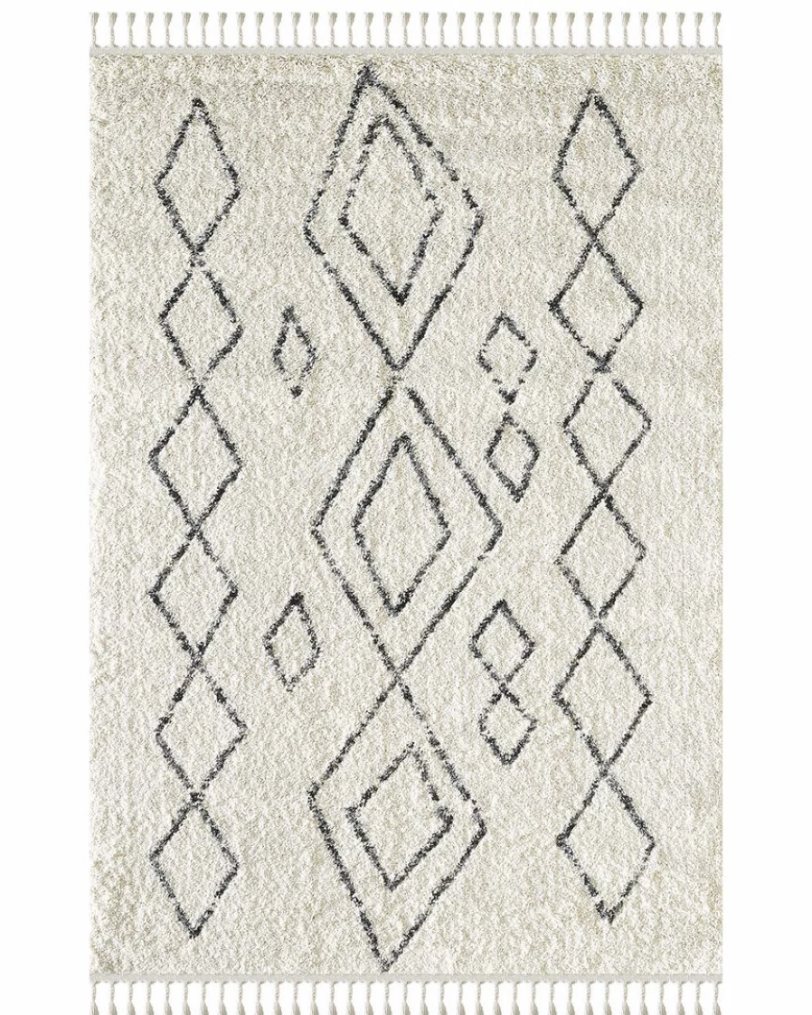 Lone Fox Riley Plush Diamond Shag Rug - Soft Modern Area Carpet for Cozy Home Decor
