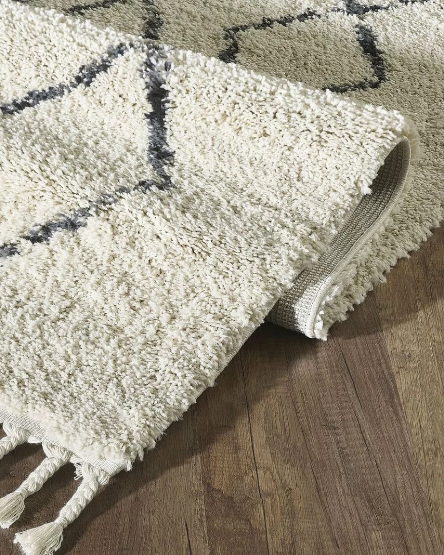 Lone Fox Riley Plush Diamond Shag Rug - Soft Modern Area Carpet for Cozy Home Decor