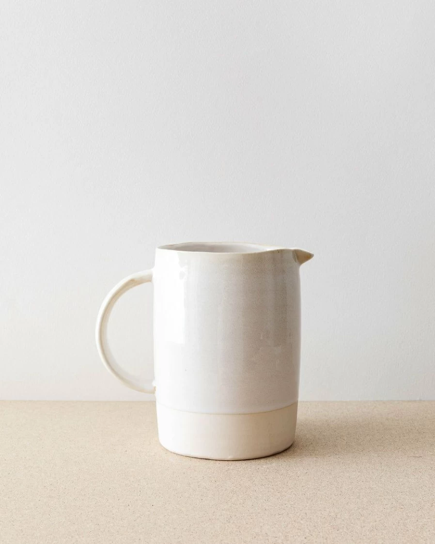 "Creative Co Op Carrie Ceramic Pitcher - Handcrafted Elegant Pouring Jug for Home Decor"