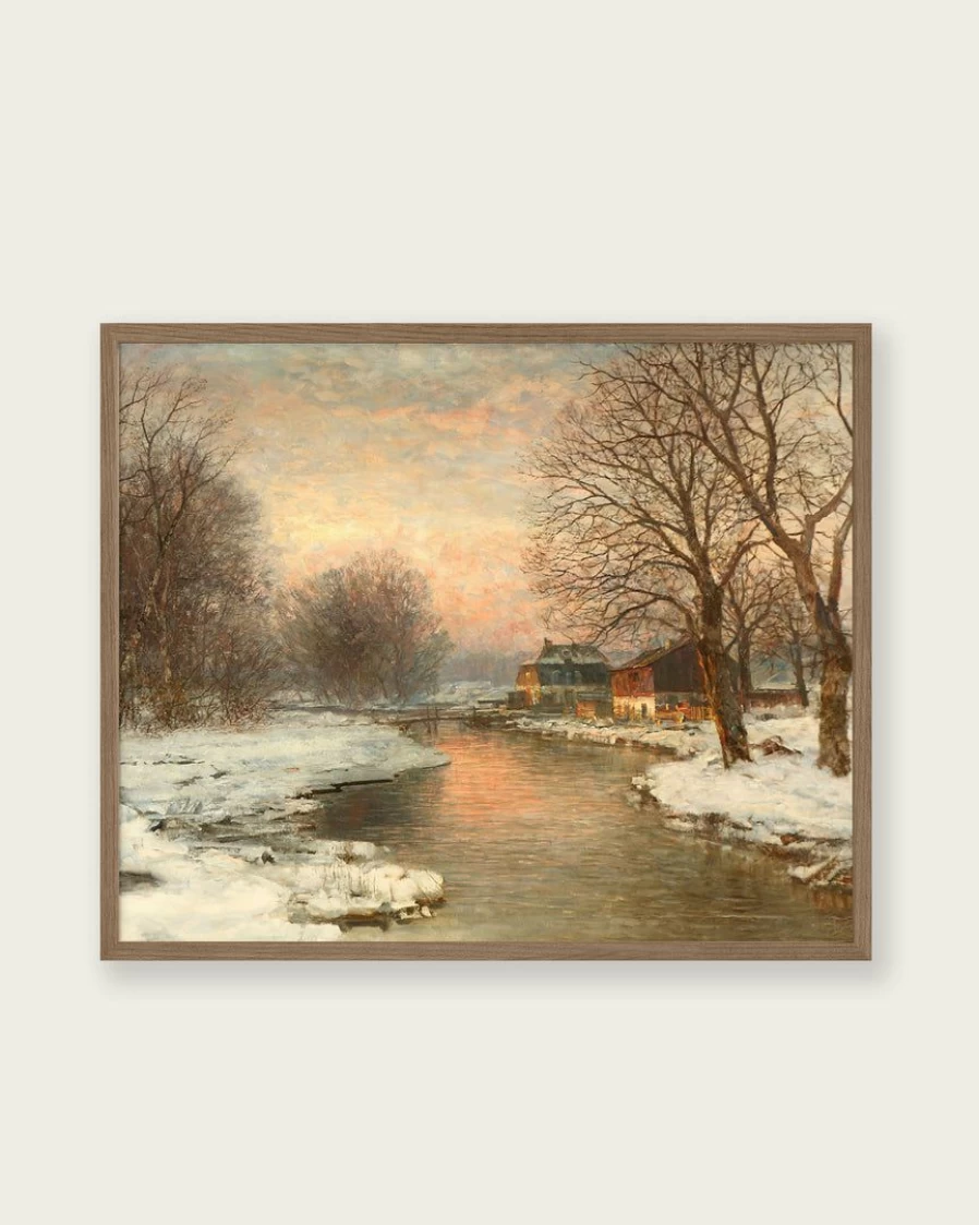 "Lone Fox 'Vinteraften Motiv Ved Munchen' Winter Art Print – Scandinavian Christmas Poster"