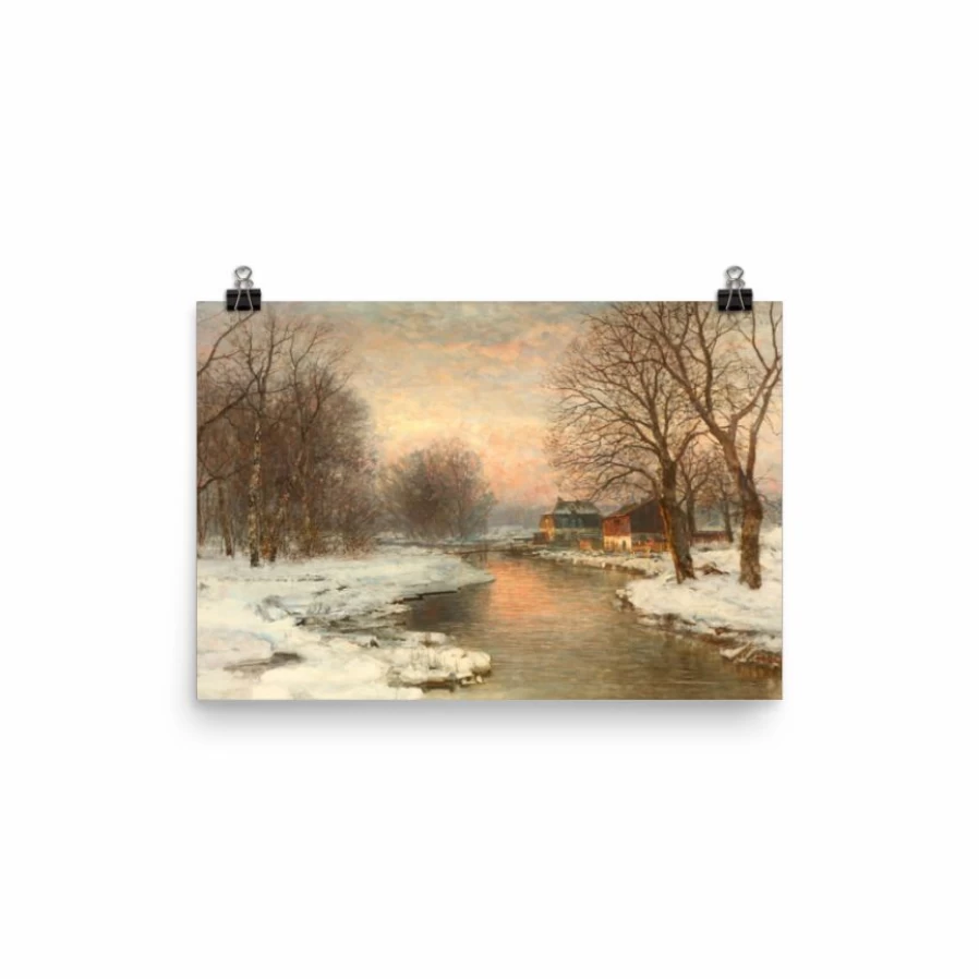 "Lone Fox 'Vinteraften Motiv Ved Munchen' Winter Art Print – Scandinavian Christmas Poster"