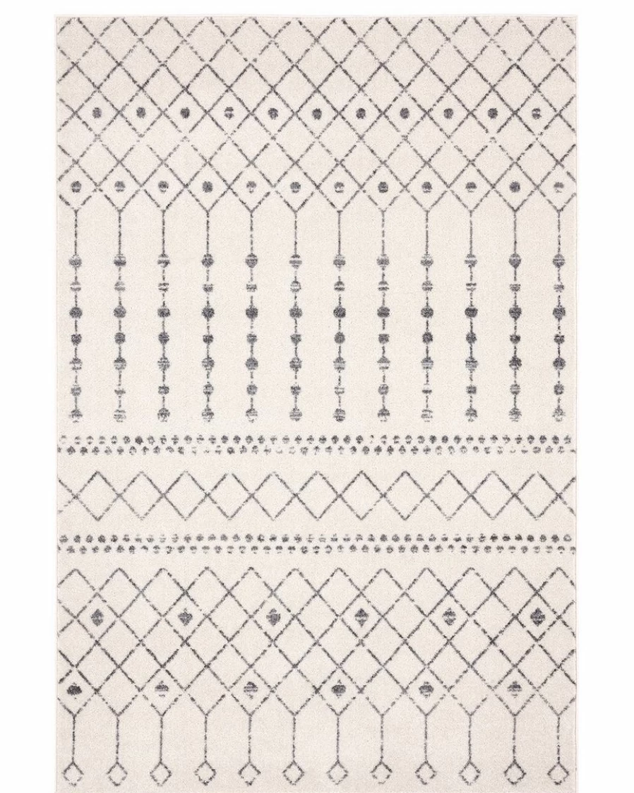 "Bohemian Moroccan Linework Area Rug - Handmade Tribal Design Floor Carpet for Living Room Bedroom"