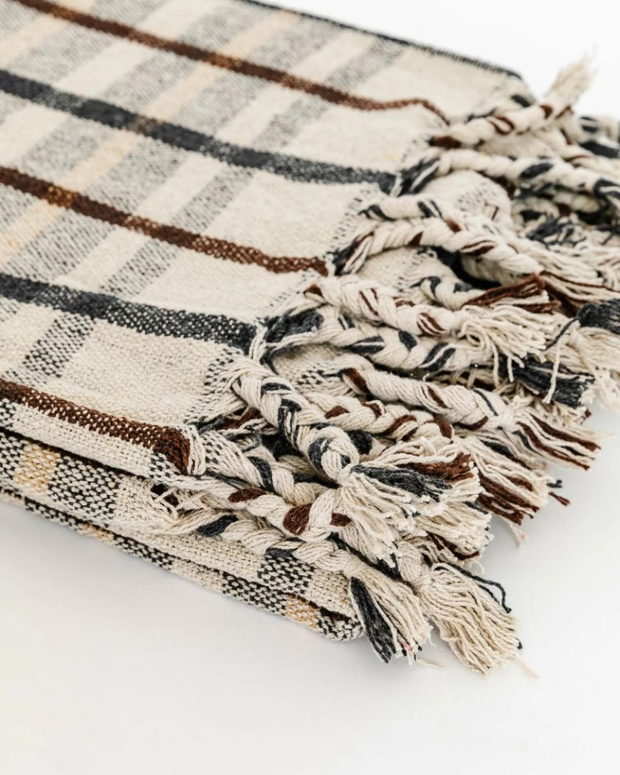 Eco-Friendly Recycled Plaid Throw Blanket - Sustainable Soft Warm Home Decor