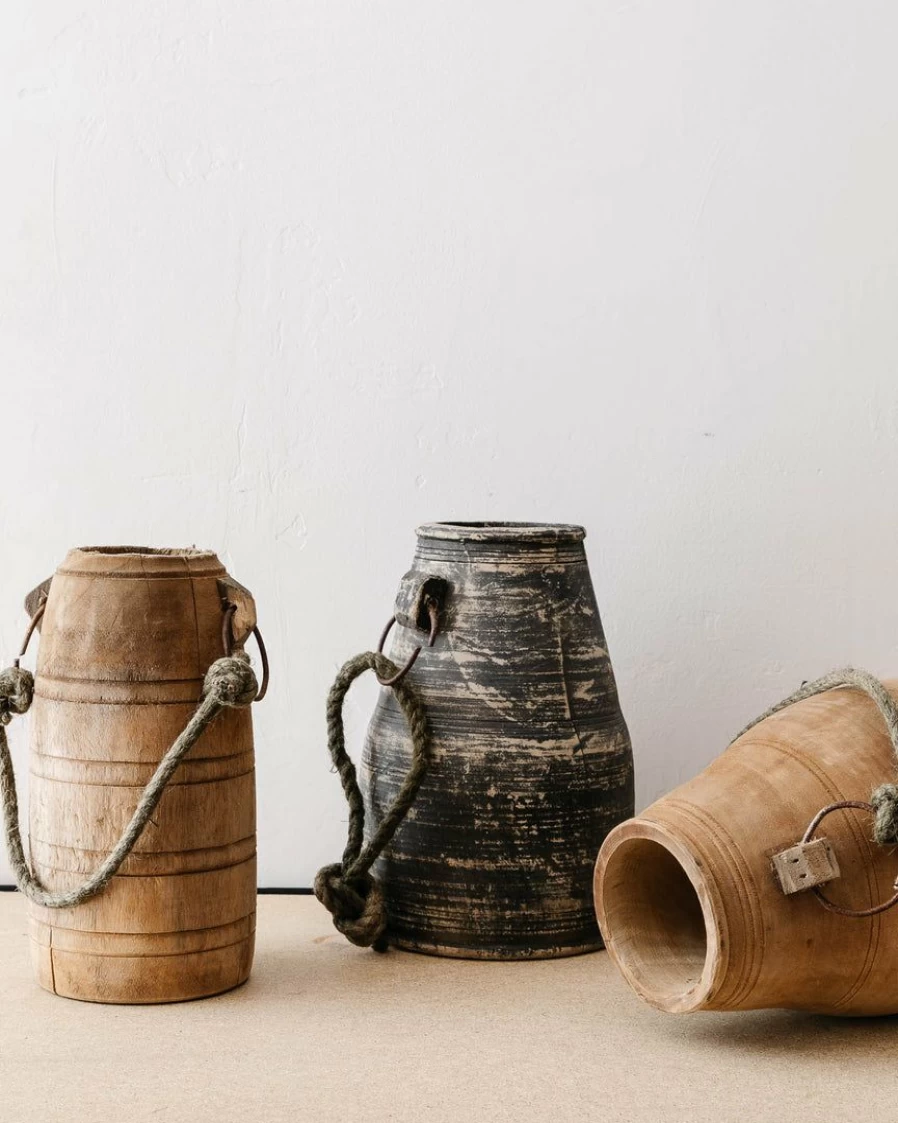 Vintage Style Wooden Milk Jug with Creative Handcrafted Design