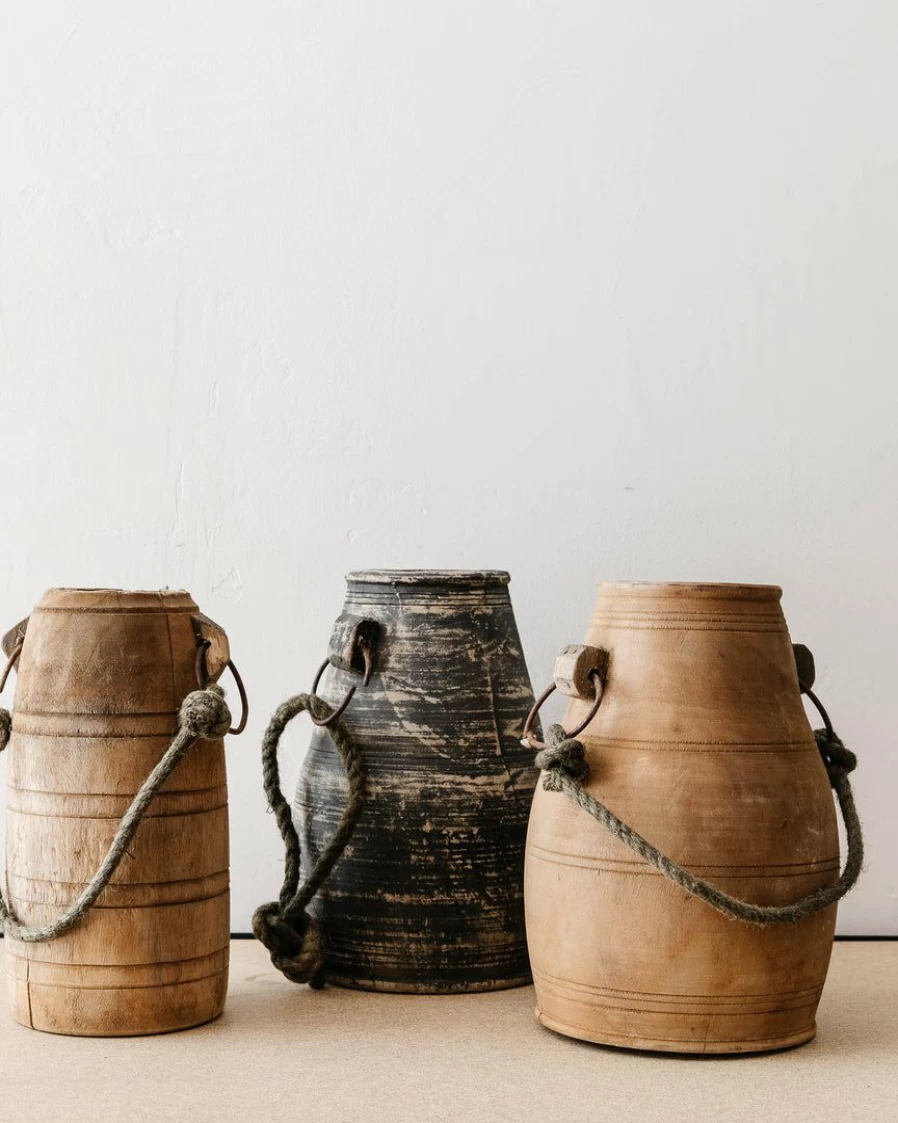 Vintage Style Wooden Milk Jug with Creative Handcrafted Design