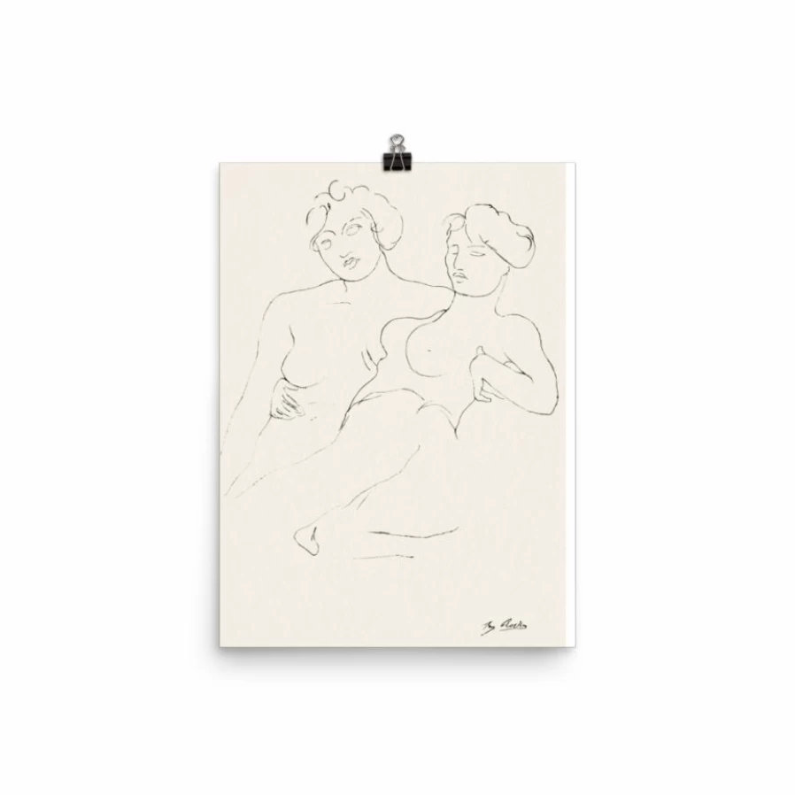 "Lone Fox 'A Sketch Of Two Women' Art Print – Premium Wall Art Decor Best Seller"
