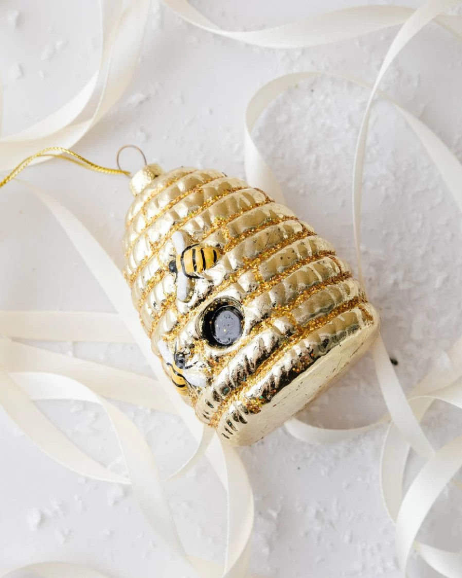"Lone Fox Handmade Beehive Glass Decor - Artistic Hanging Ornament for Home & Garden"