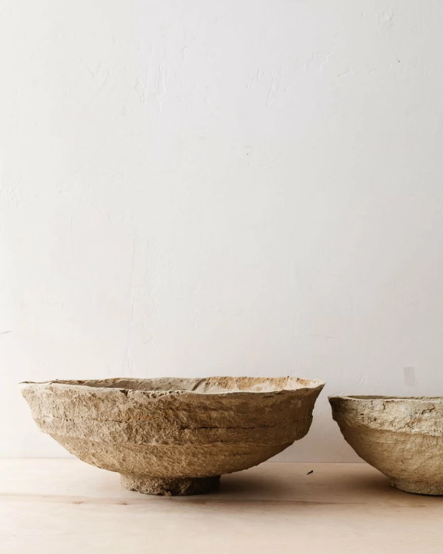 "Large Paper Mache Bowl Set - Handcrafted Decorative Bowls for Home Decor (Pack of 2)"