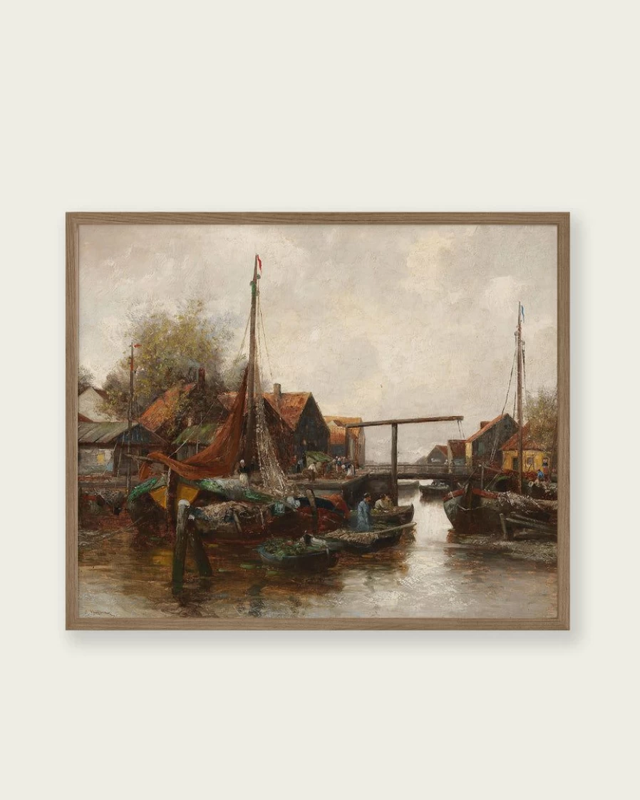 "Lone Fox 'In The Harbour' Art Print - Nautical Wall Decor - Coastal Landscape Poster"