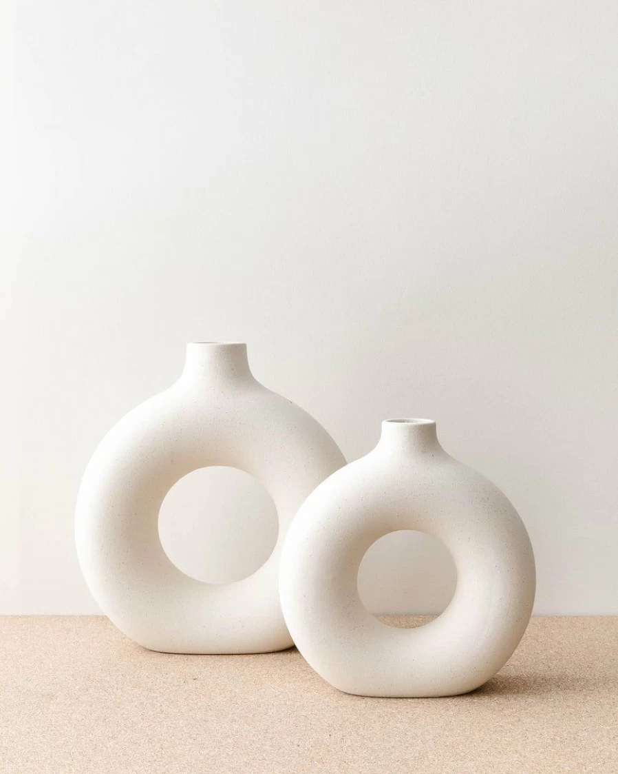 Evelyn Textured Ceramic Vase - Modern Decorative Home Accent