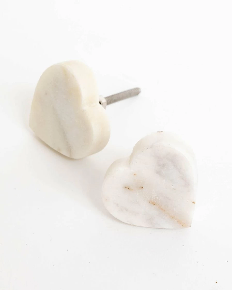 Elegant Marble Heart Cabinet Knob - Indaba Collection