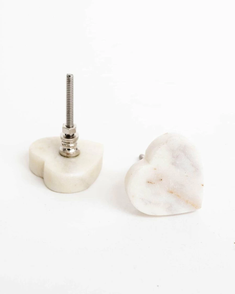 Elegant Marble Heart Cabinet Knob - Indaba Collection