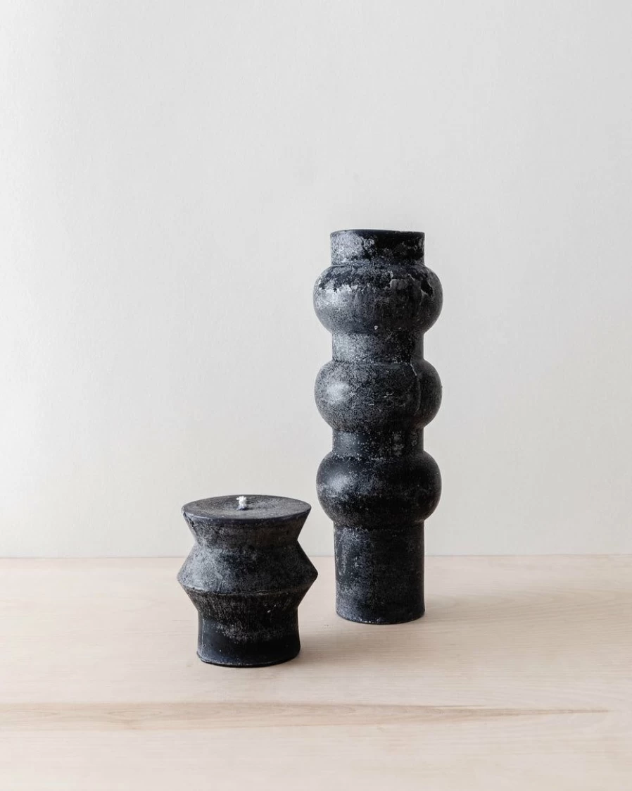 Black Totem Pillar Candles - Unique Handmade Decorative Candles for Home & Rituals