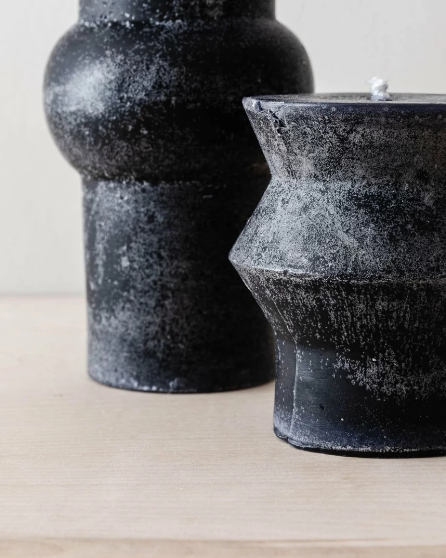 Black Totem Pillar Candles - Unique Handmade Decorative Candles for Home & Rituals