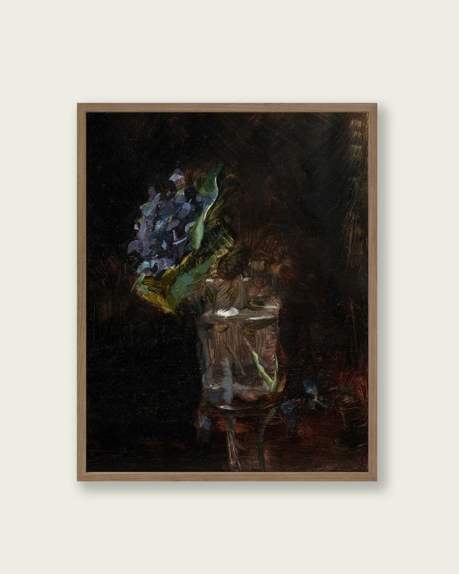 "Lone Fox Floral Art Print - Violet Bouquet in Vase Wall Decor"