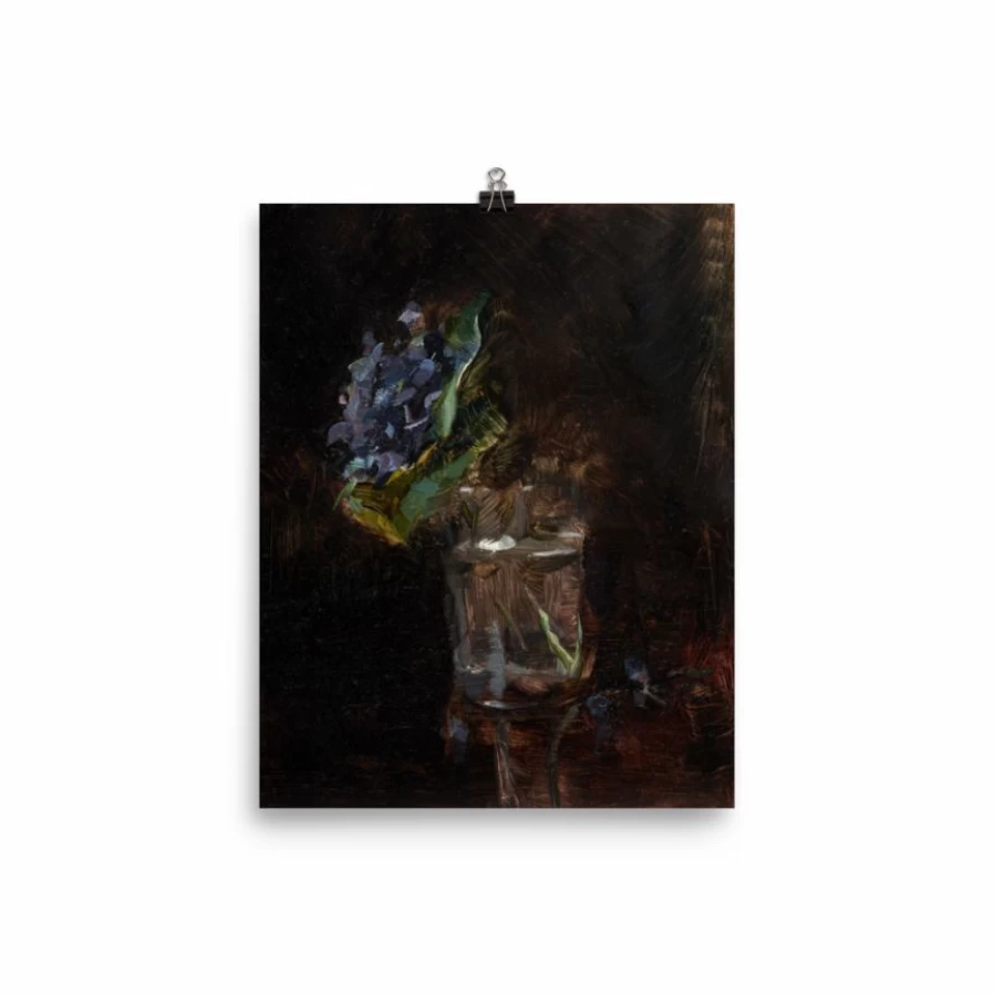 "Lone Fox Floral Art Print - Violet Bouquet in Vase Wall Decor"