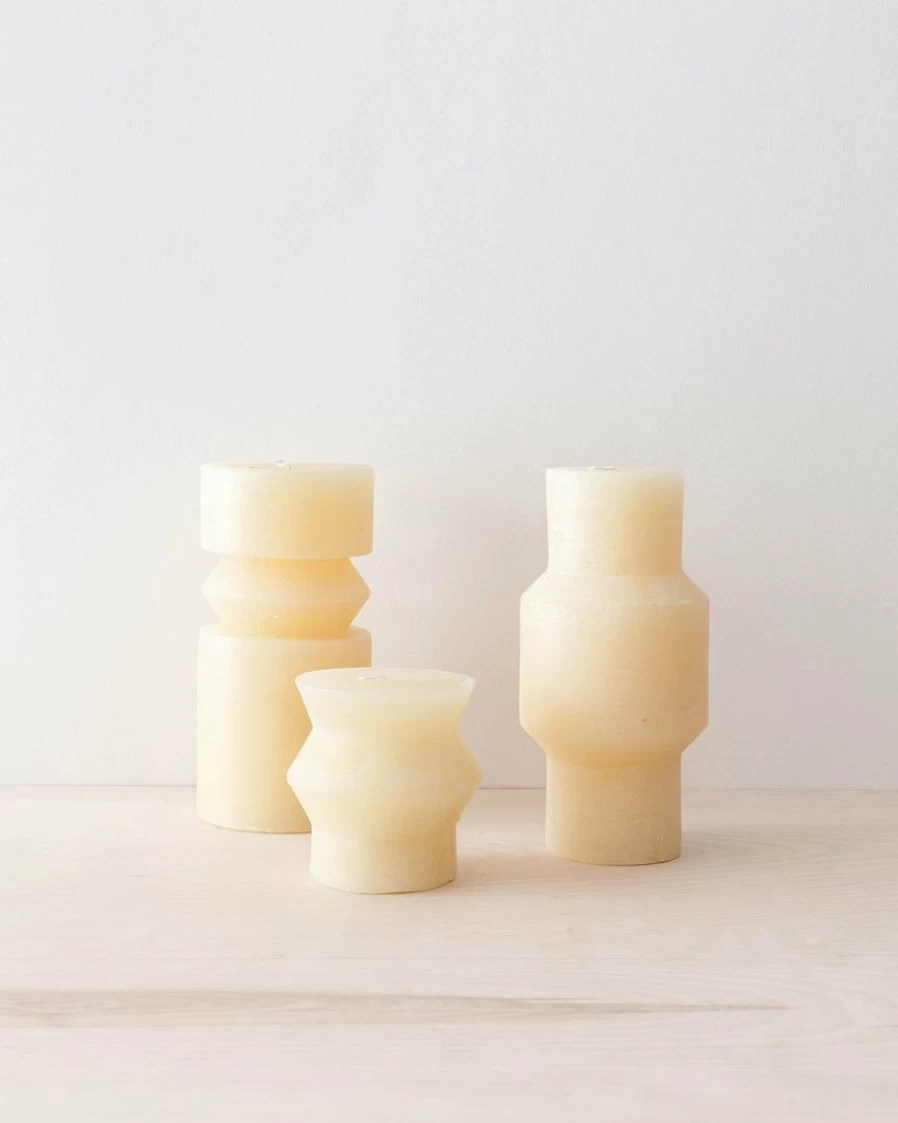 "Handmade Ivory Totem Pillar Candles – Unique Decorative Spiritual Candles for Home & Ceremony"