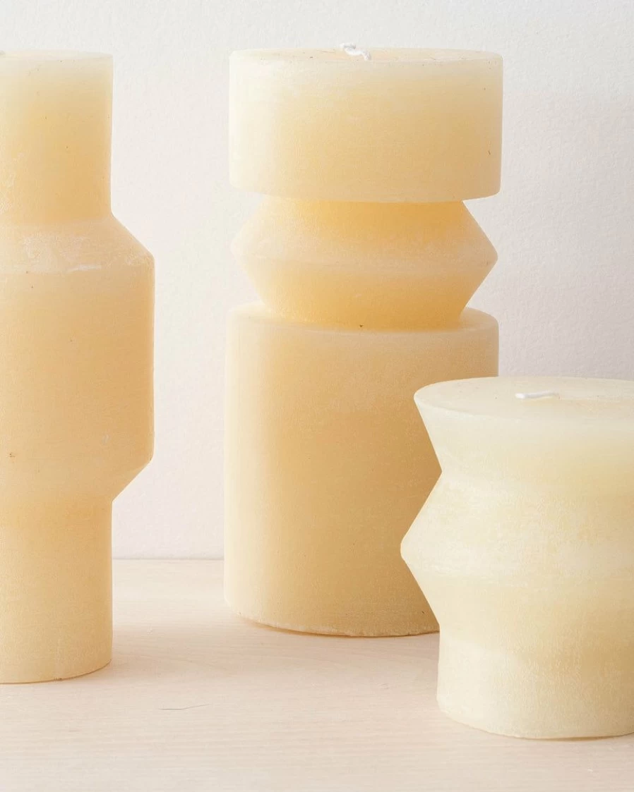 "Handmade Ivory Totem Pillar Candles – Unique Decorative Spiritual Candles for Home & Ceremony"