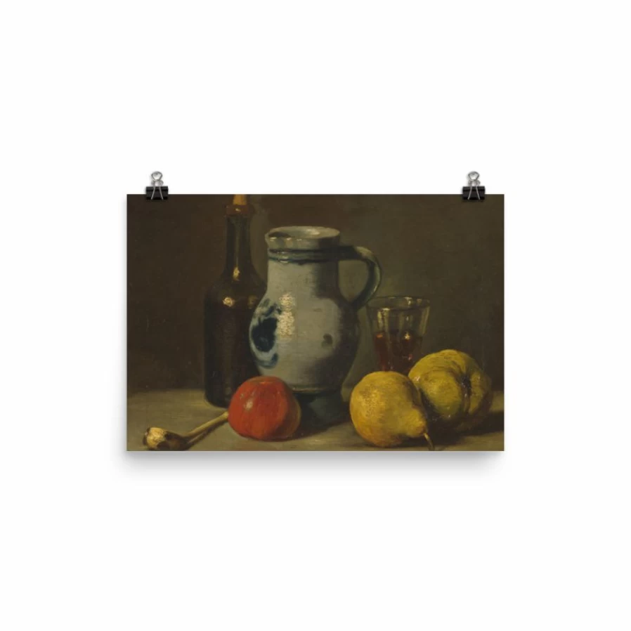 "Lone Fox Still Life Art Print - Grey Jug Painting - Premium Wall Art Decor"