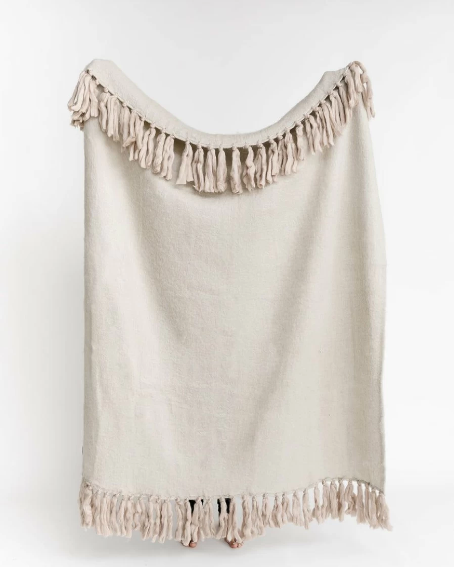 "Indaba Esma Mohair Throw - Luxurious Soft Wool Blanket for Cozy Comfort"