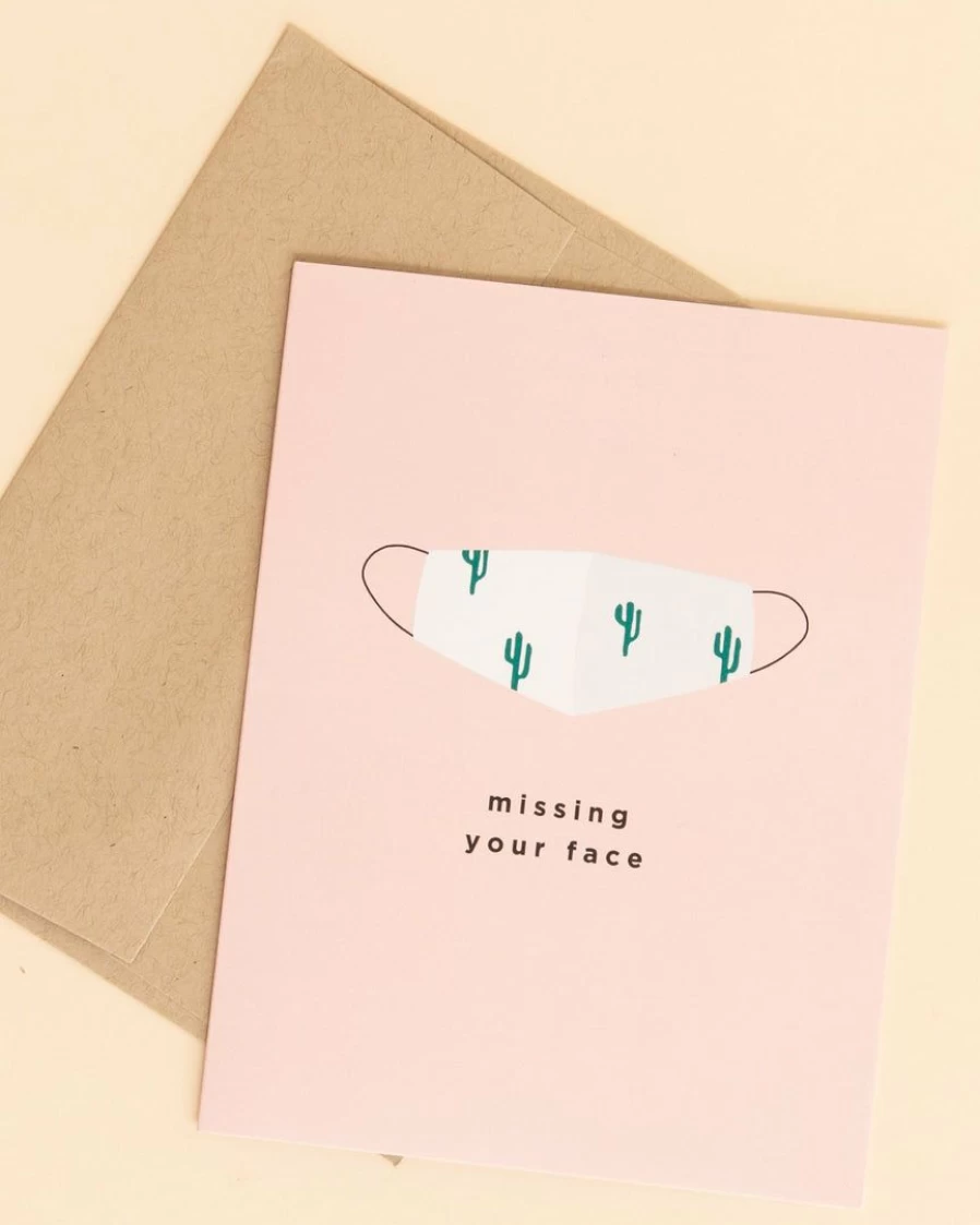 "Lone Fox Missing Your Face Greeting Card - Unique Sentimental Design"