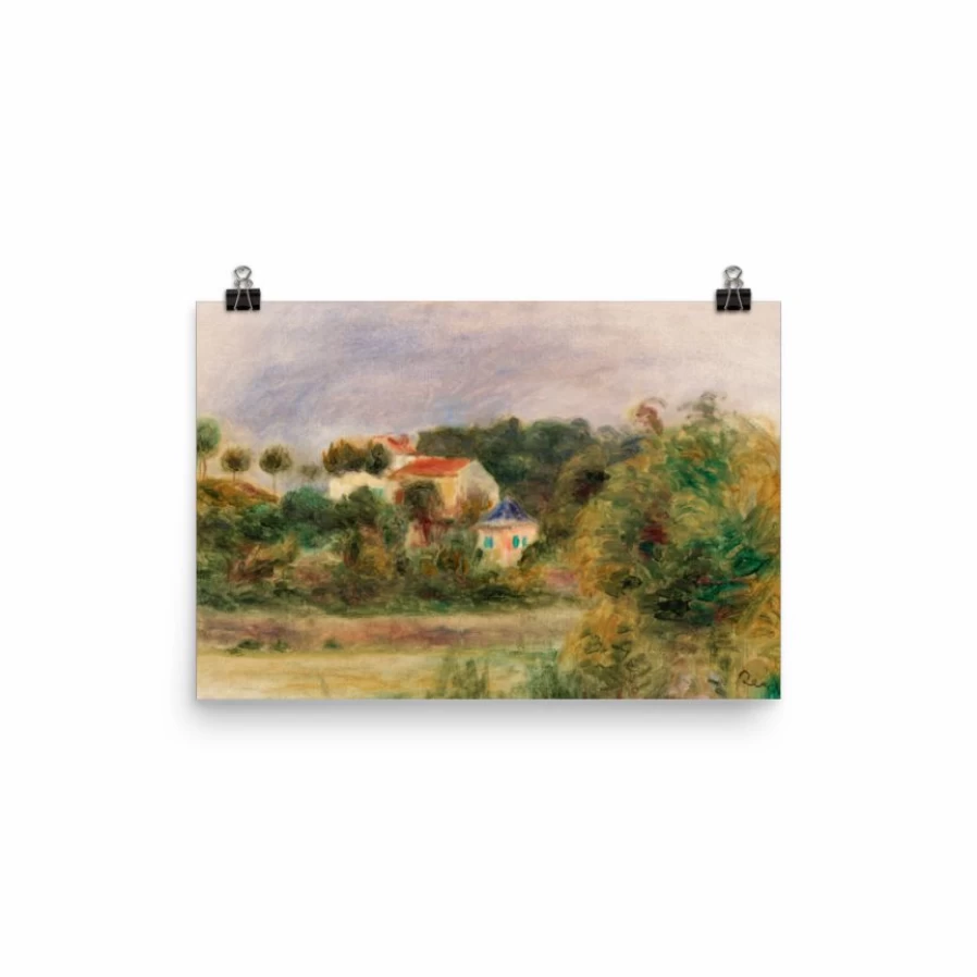 "Houses In A Park" Landscape Art Print by Lone Fox - Wall Decor for Home & Office