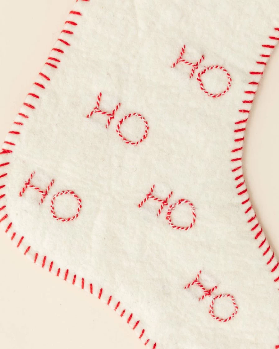 Festive "Ho Ho Ho" Embroidered Felt Christmas Stocking for Holiday Decor