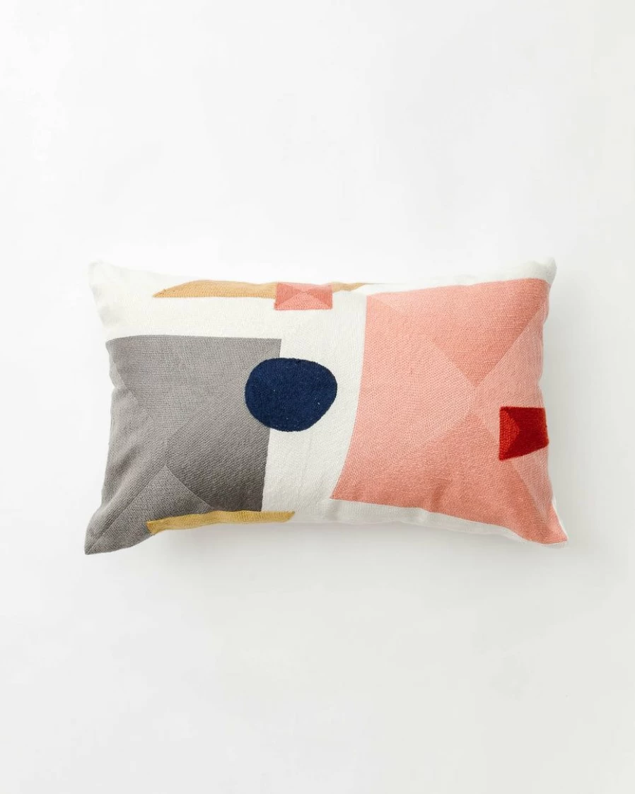 Lone Fox Oslo Geometric Embroidered Pillow Cover - Modern Home Decor Cushion Case