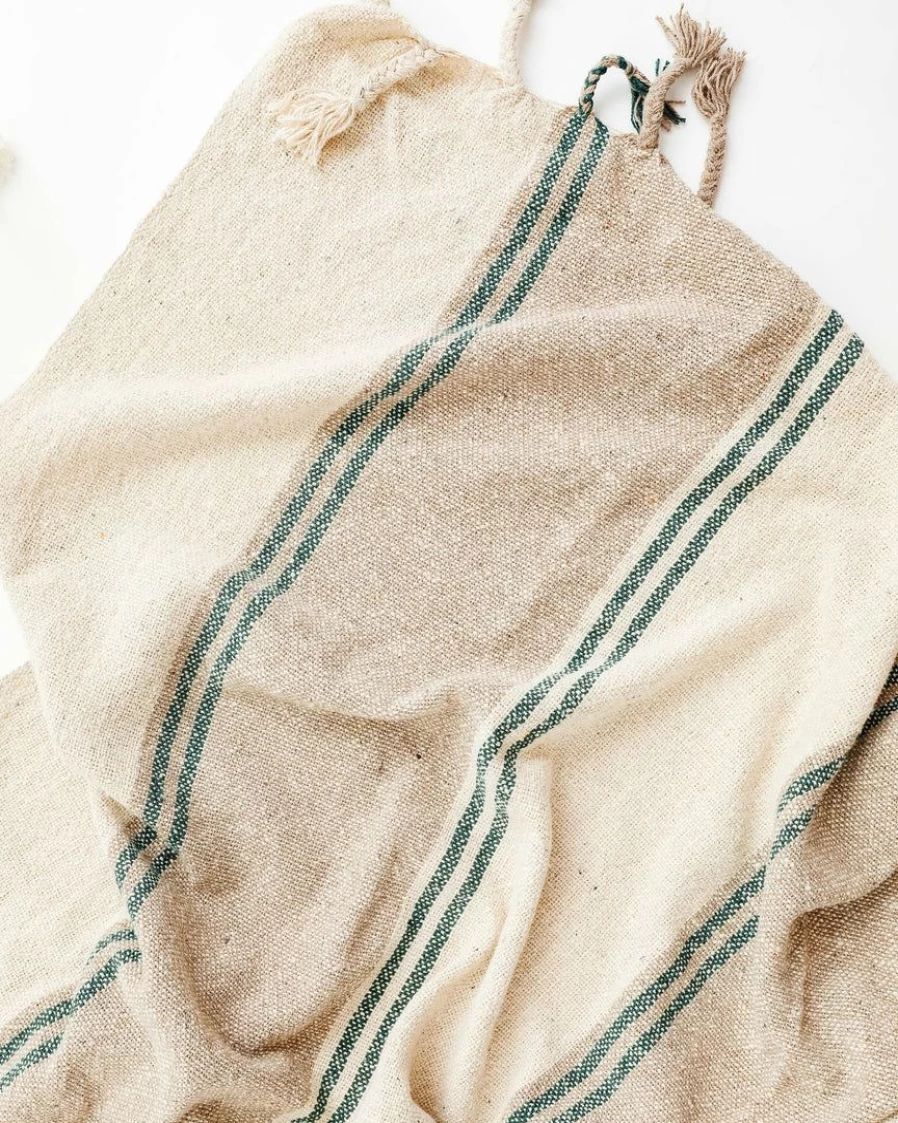 "Bloomingville Floyd Recycled Cotton Striped Throw Blanket – Eco-Friendly & Soft"