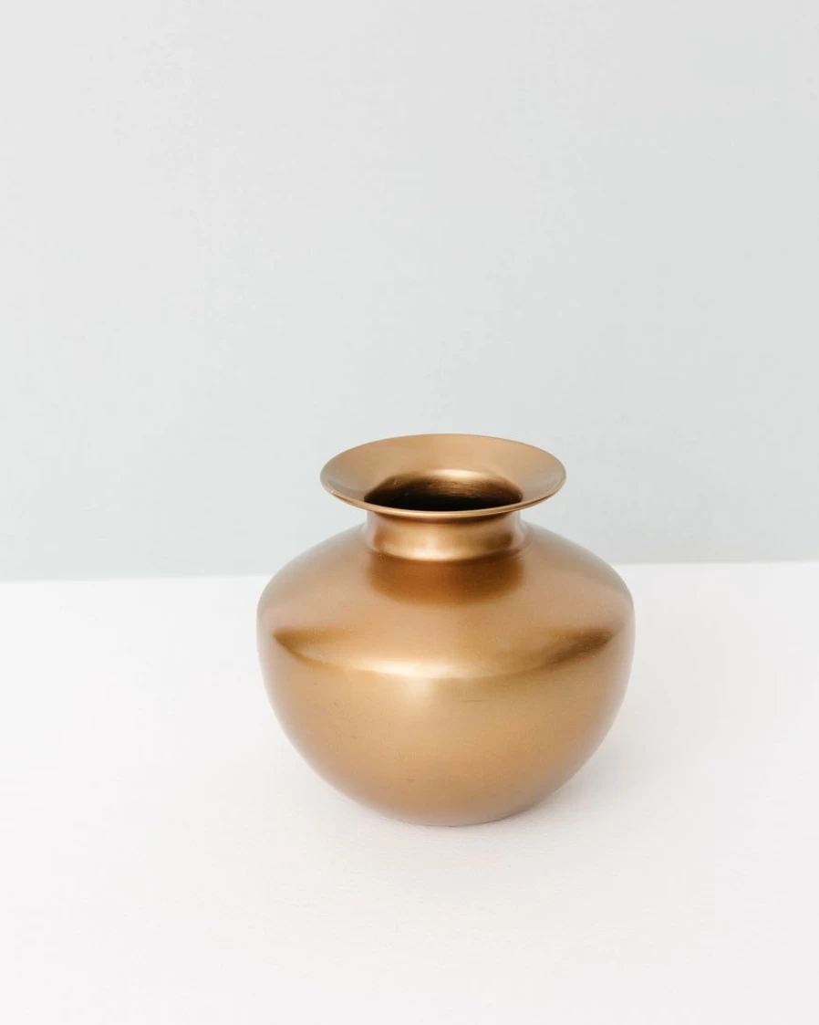 Handcrafted Brass Lota Vase - Elegant Decorative Urn for Home & Events