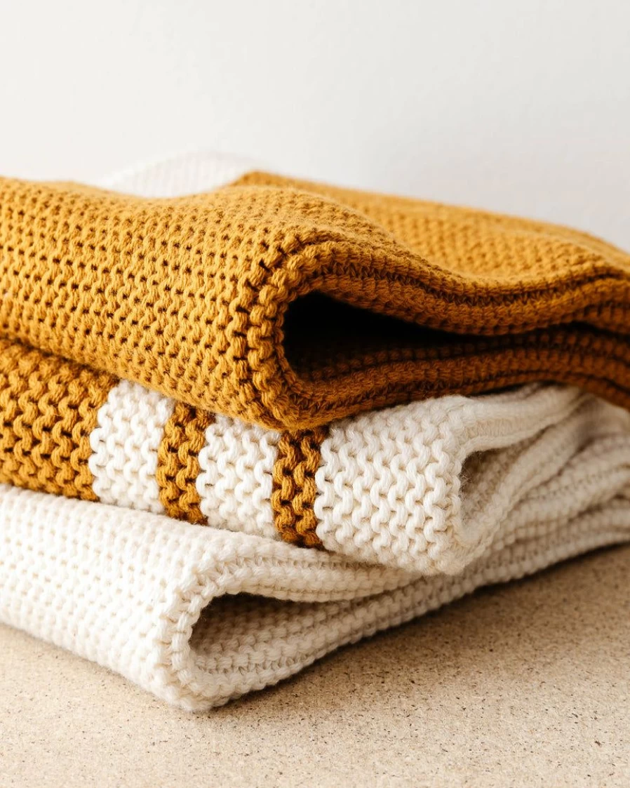 "Premium Striped Knit Dish Cloths Set - 3-Pack Eco-Friendly Kitchen Cleaning Towels"