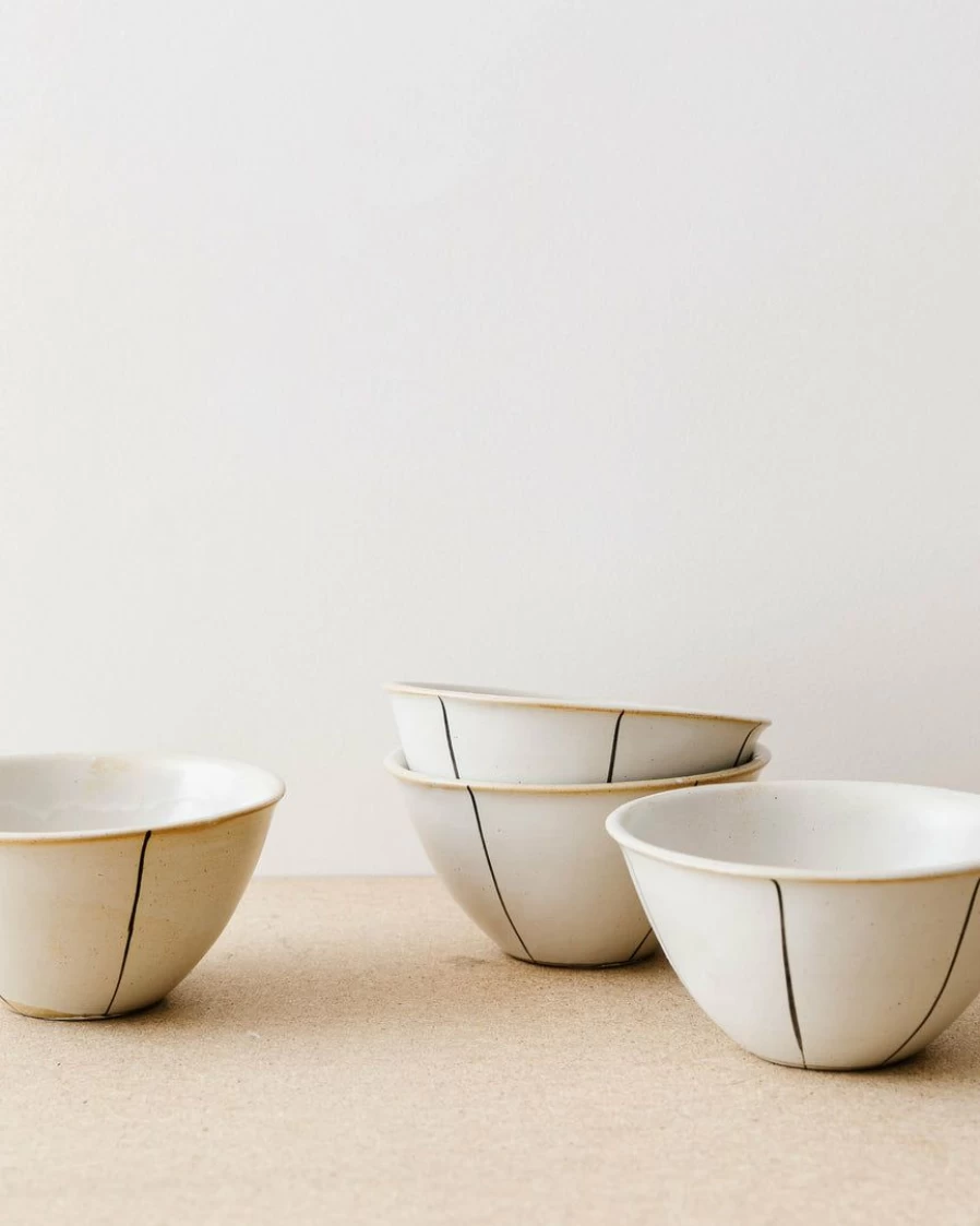 Colorful Striped Stoneware Bowl Set - 4-Piece Durable Dinnerware for Everyday Use