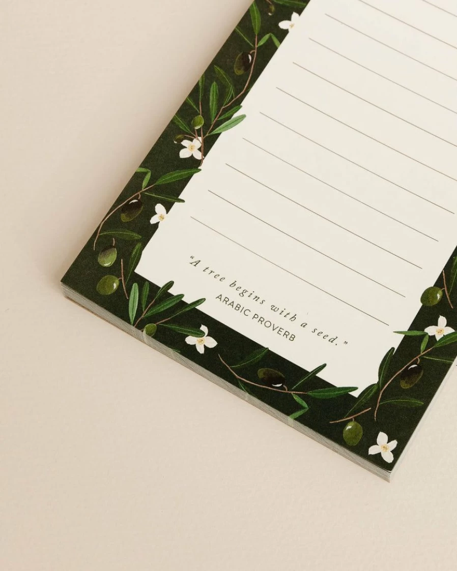 "Premium Olive Branch Design Notepad – Elegant Pen & Pillar Style Writing Journal"