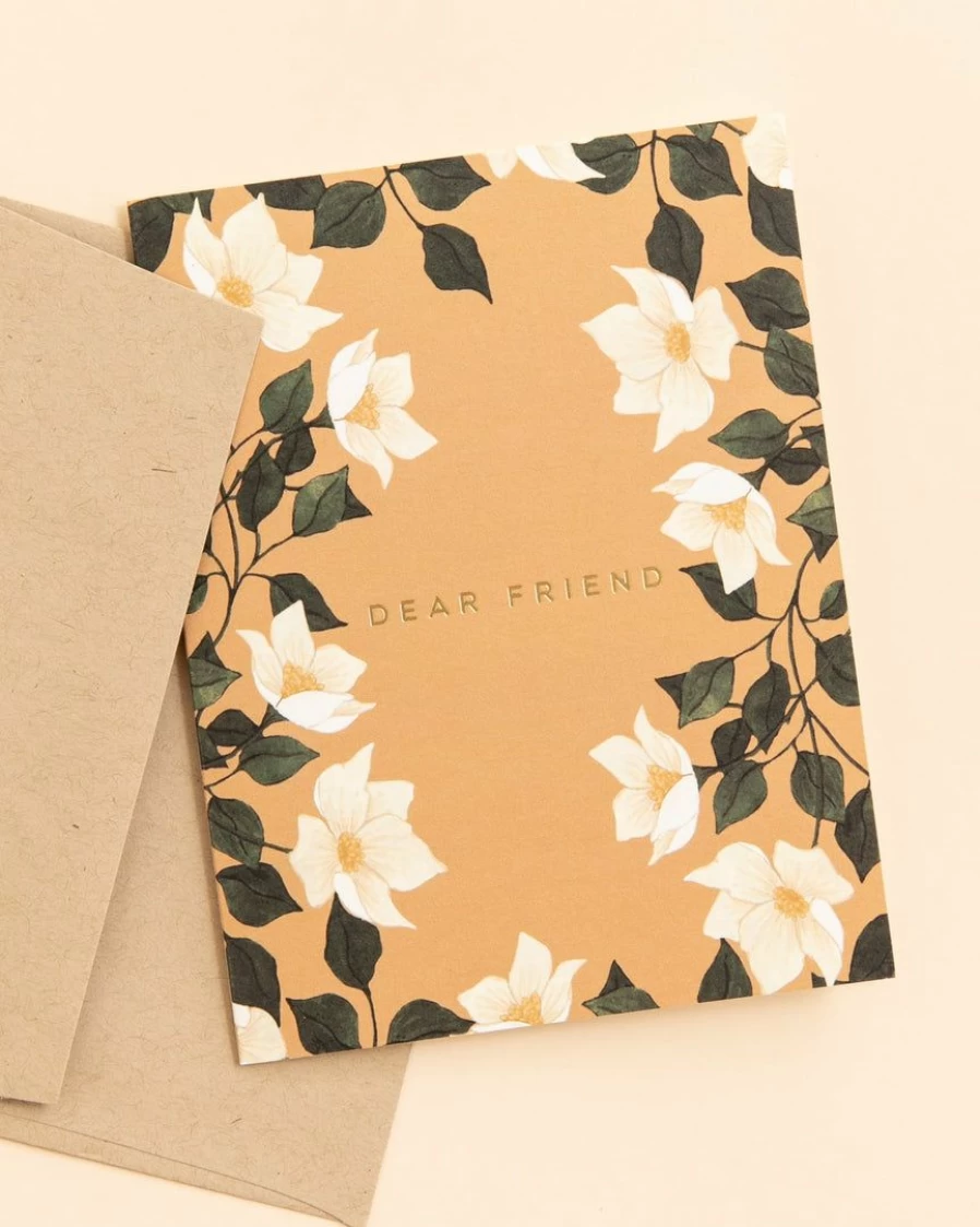 Lone Fox Dear Friend Greeting Card with Foil Accents - Elegant & Heartfelt Design