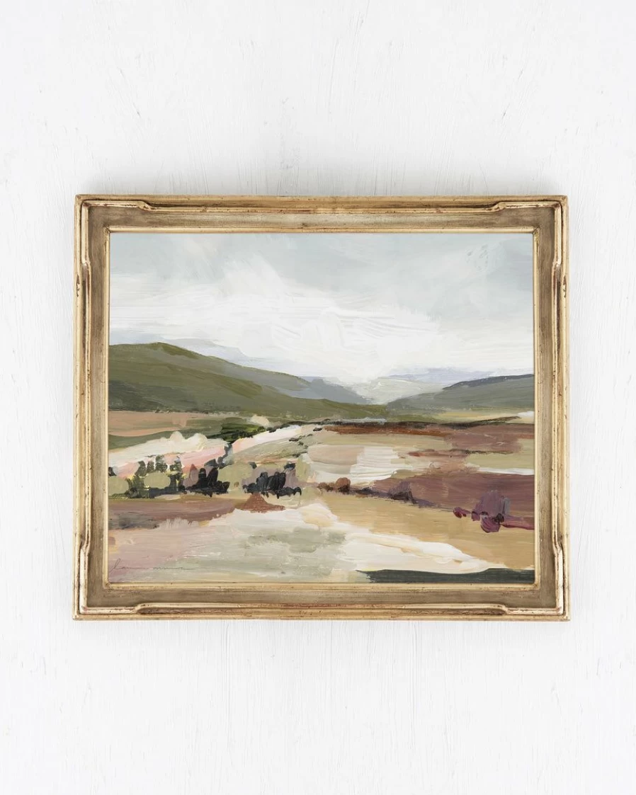 "Lone Fox Olive Hills Landscape Canvas Art Print - Nature Wall Decor"