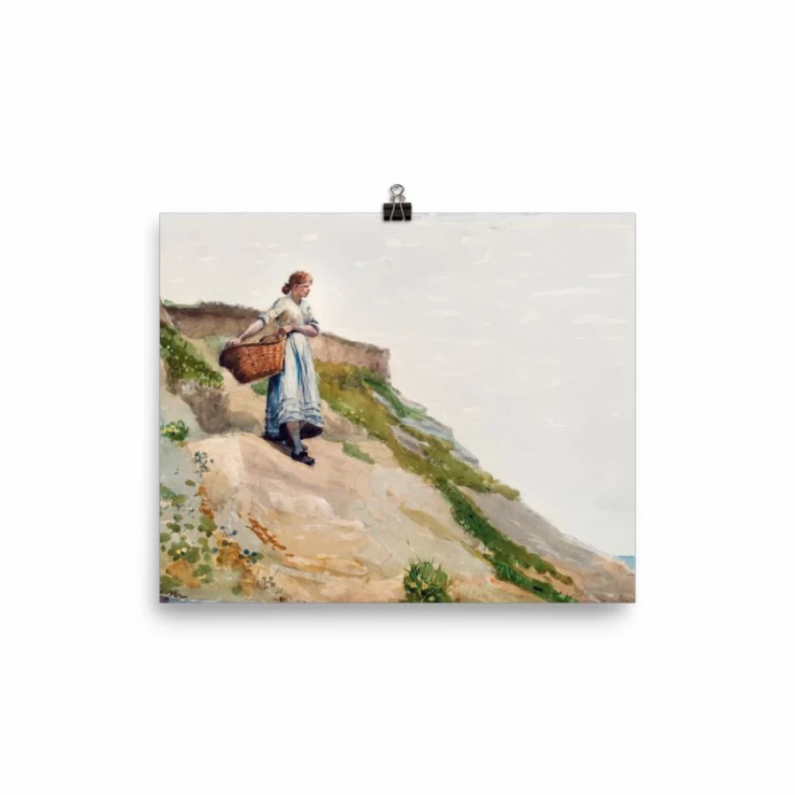 "Lone Fox 'Girl Carrying A Basket' Wall Art Print - Premium Home Decor Best Seller"