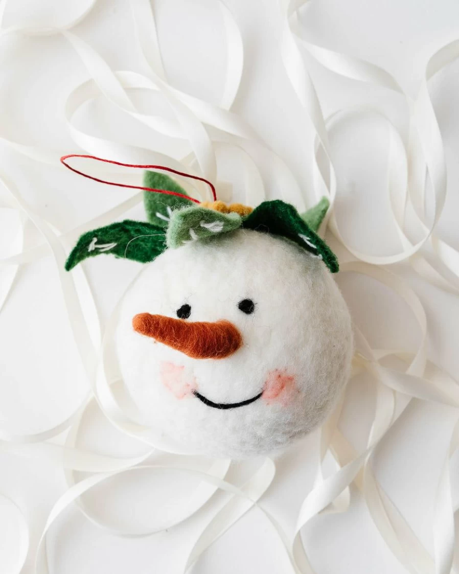 "Unique Handmade Wool Snowman Christmas Ornaments - Festive Holiday Decor"