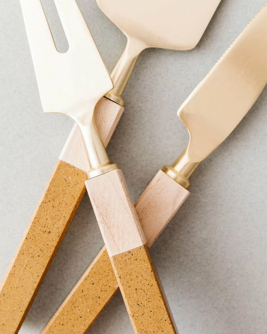 Artisan Cheese Knife Set - Handcrafted Wood & Resin Cheese Board Knives (3-Piece)