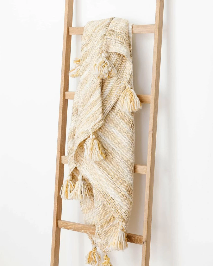 "Handmade Watercolor Tassel Knit Throw Blanket - Luxury Boho Home Decor"
